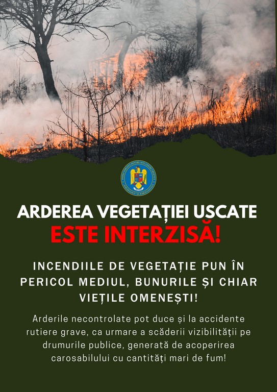 Anunț - arderea vegetației este interzisă